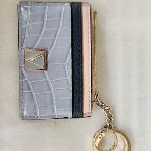 VICTORIA’S SECRET Grey Logo Credit Card Charm Keychain Wallet Coin Purse Pouch